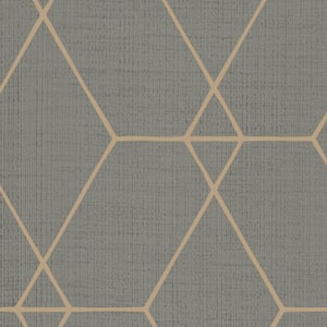 Hexagon Geometric Art Deco Lines Dark Olive Peel and Stick Vinyl Wallpaper