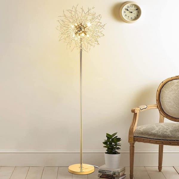 Cipacho 68.9 in. Golden 8-Light Metal Novelty Tree Floor Lamp for Living Room Bedroom