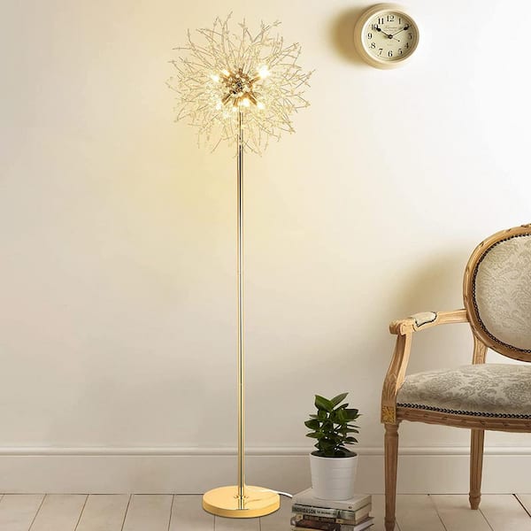 LED spiral floor lamp with gold finish - Simaria