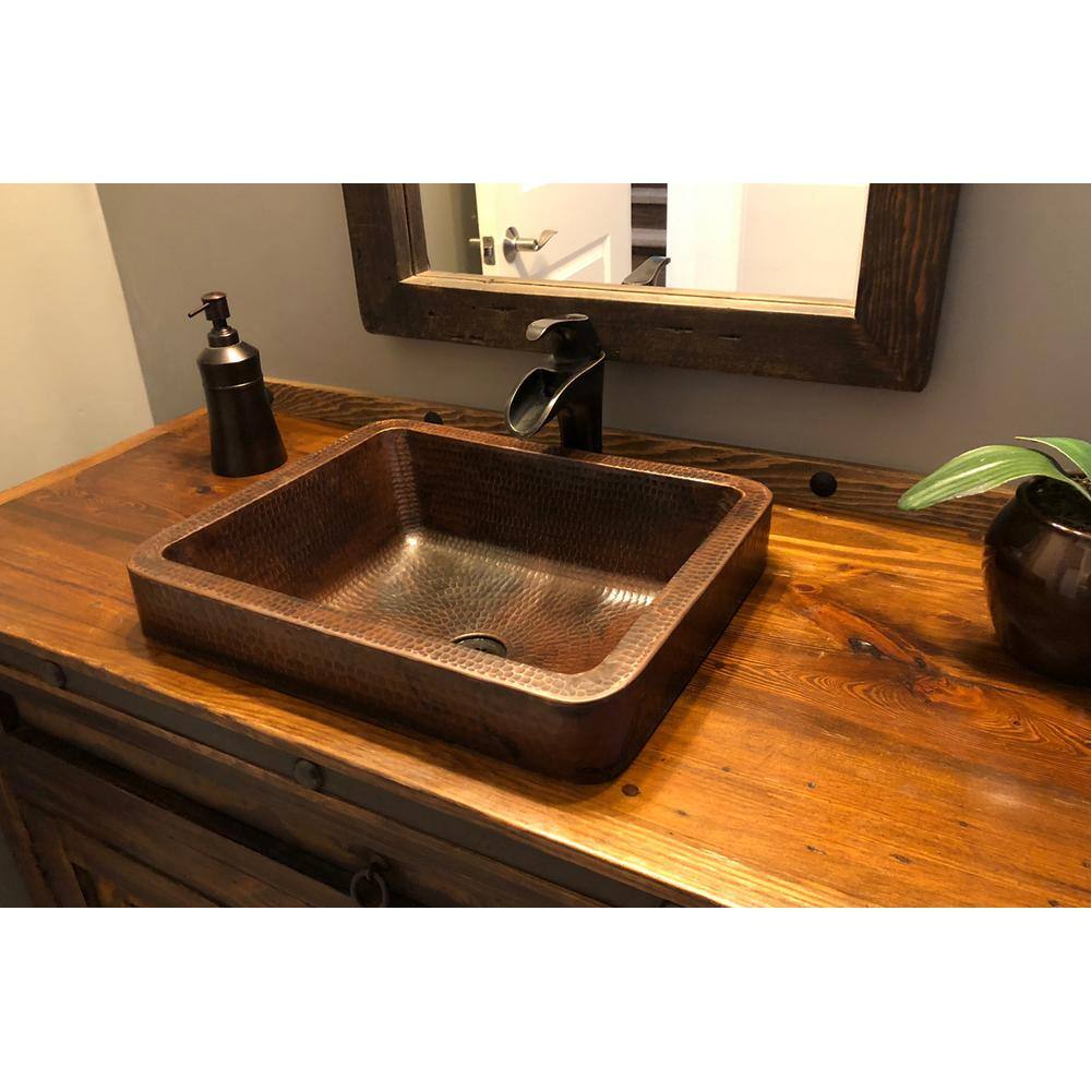 20" Hammered Copper Rectangle Wall-Mount Sink