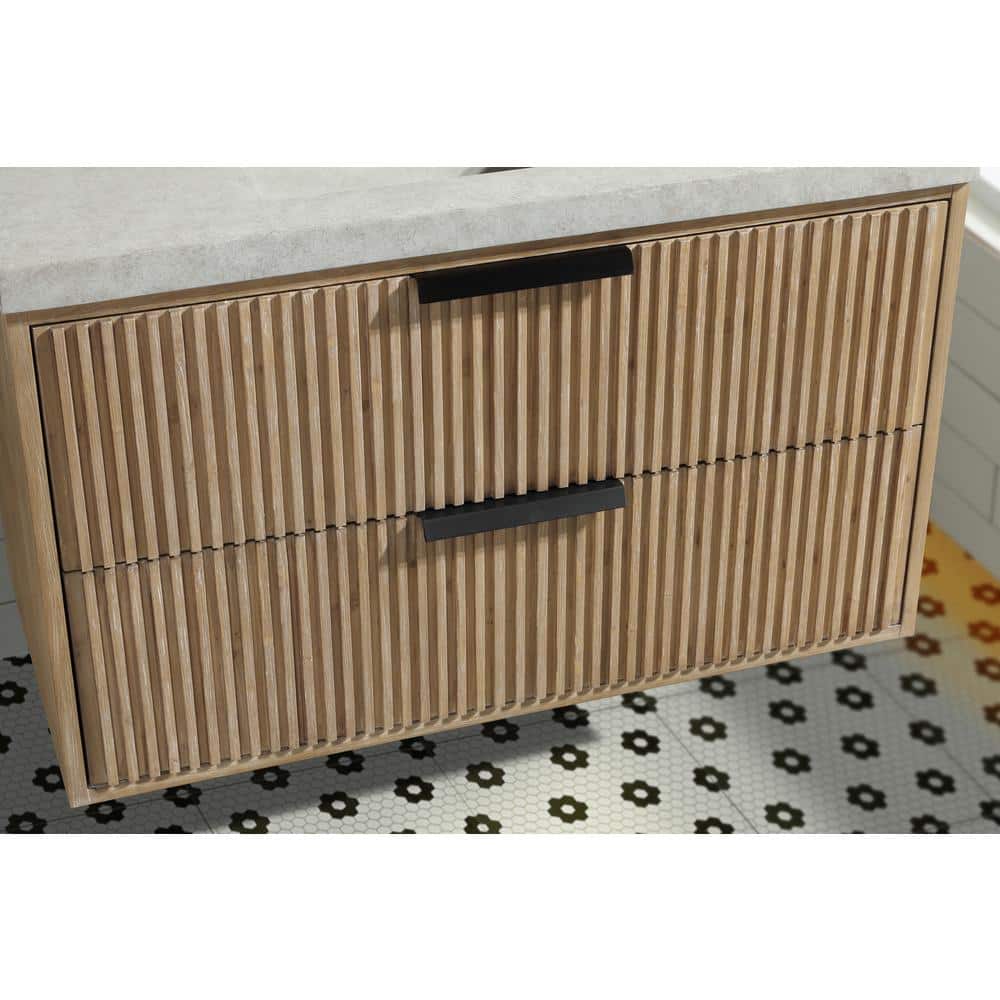 San Diego 36" Weathered Fir Floating Bathroom Vanity with Concrete Top