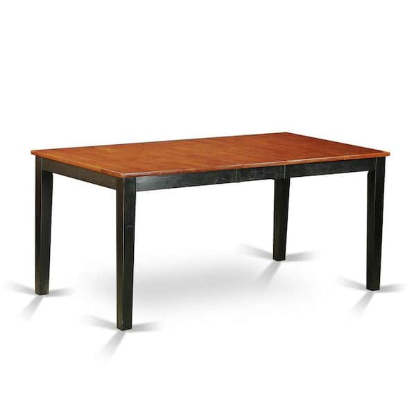 7-Piece Rectangle Black and Cherry Finish Solid Wood Top Dining Table with 6-Chairs with Butterfly Leaf Lattice Back