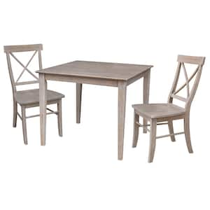 3-Piece Set Taupe Gray 36 in Square Table and 2 Alexa Side Chairs