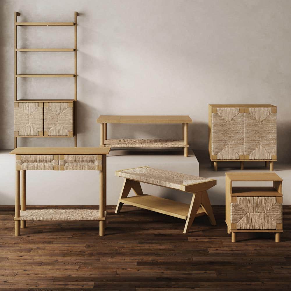Beacon Light Brown Seagrass Bench with Storage