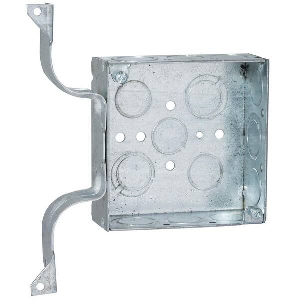 RACO 4 in. Square Welded Box, 1-1/2 Deep with 1/2 & 3/4 in. TKO's and W Bracket (25-Pack)