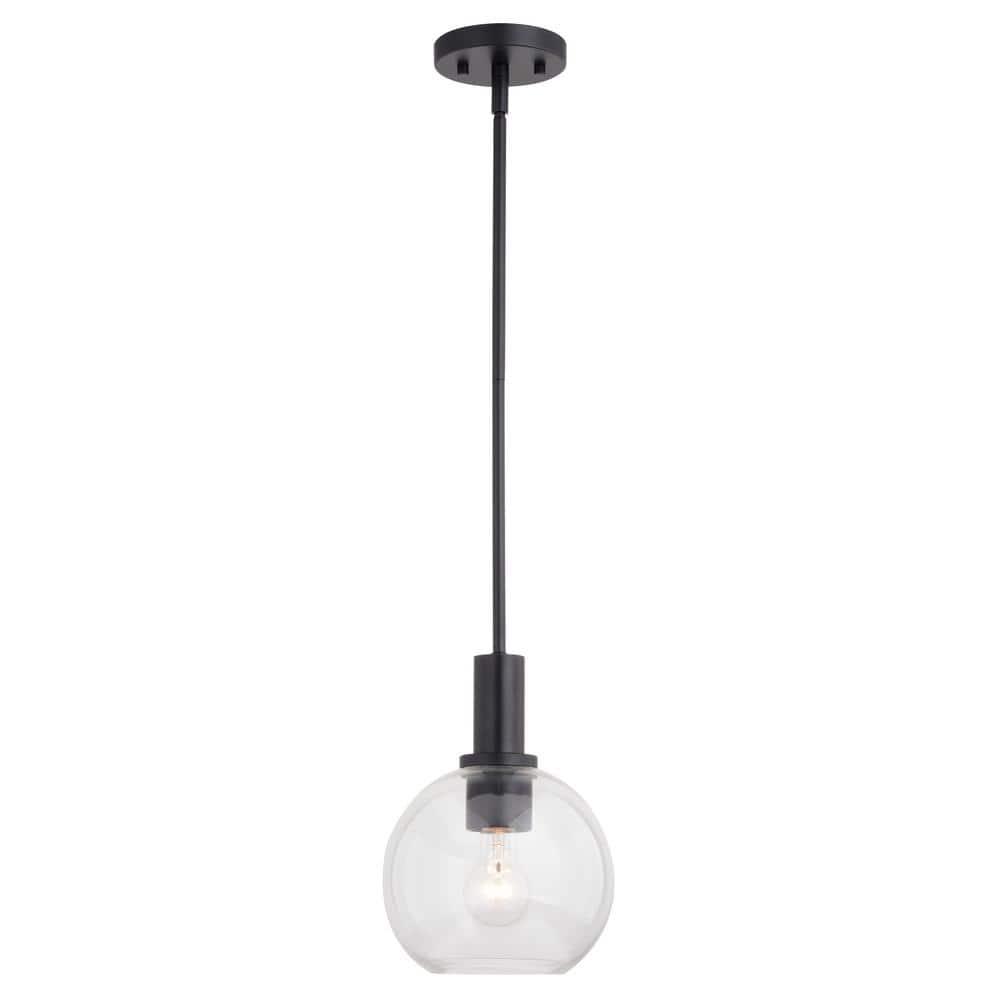 Marshall Matte Black Mini Pendant with Clear Glass Globe