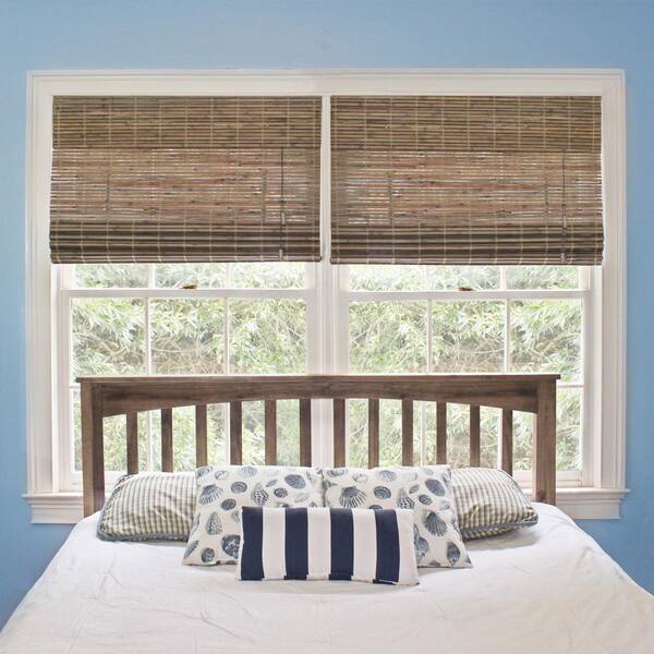Home Decorators Collection 22 in. W x 72 in. L Driftwood Flatweave Bamboo Roman Shade