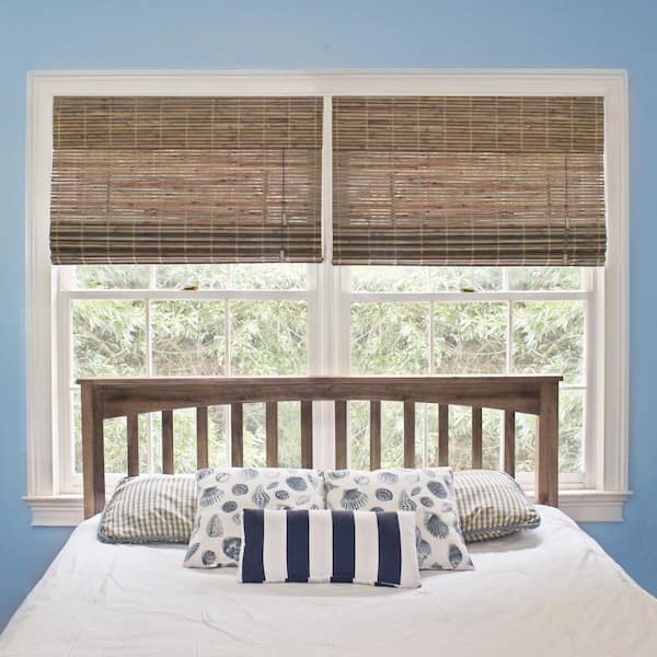 Home Decorators Collection 24 in. W x 72 in. L Driftwood Flatweave Bamboo Roman Shade