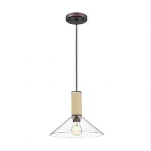 1-Light Oil Rubbed Bronze Pendant Light with Clear Glass Shade, No Bulbs Included