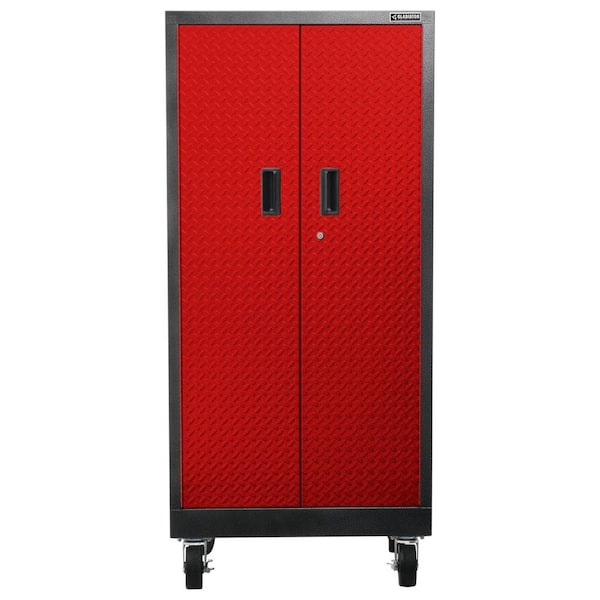 Gladiator Pre-Assembled Steel Freestanding Garage Cabinet in Red Tread with Casters (30 in. W x 66 in. H x 18 in. D)