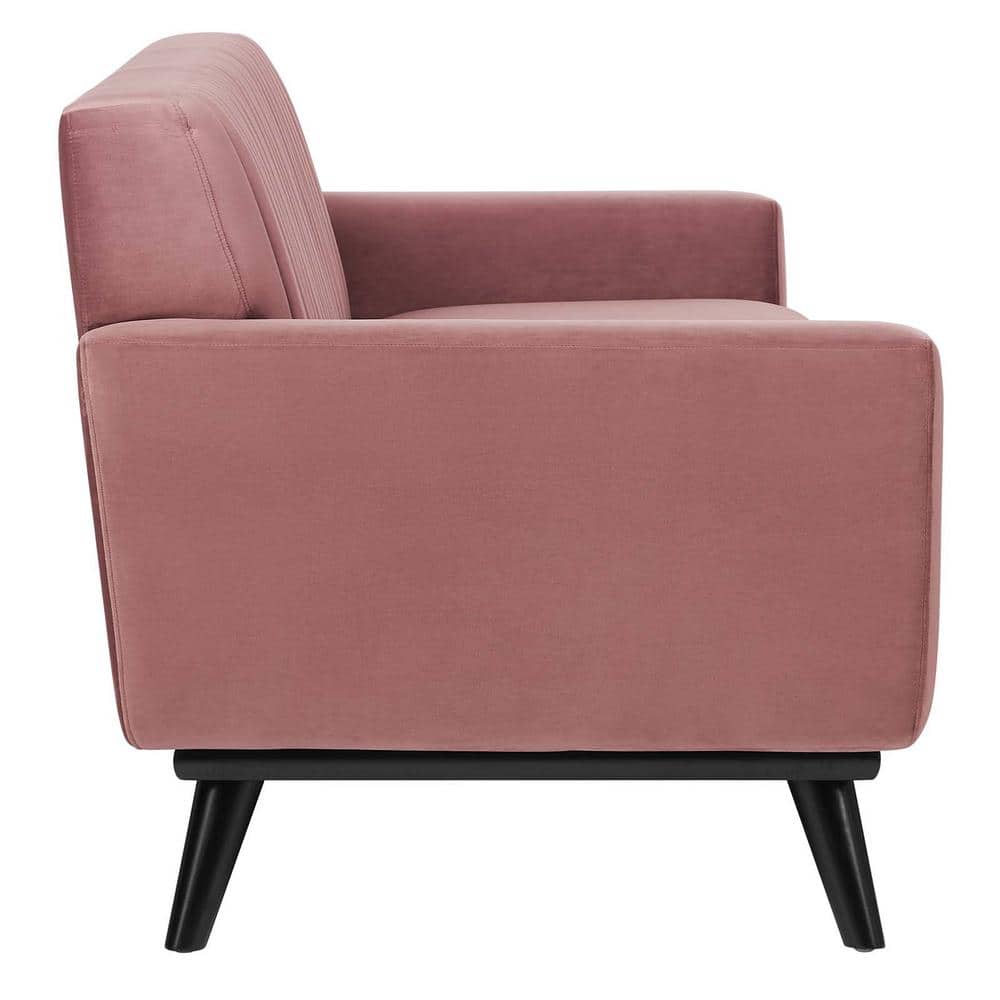 Dusty Rose Velvet Tufted Lawson Sofa with Wood Frame