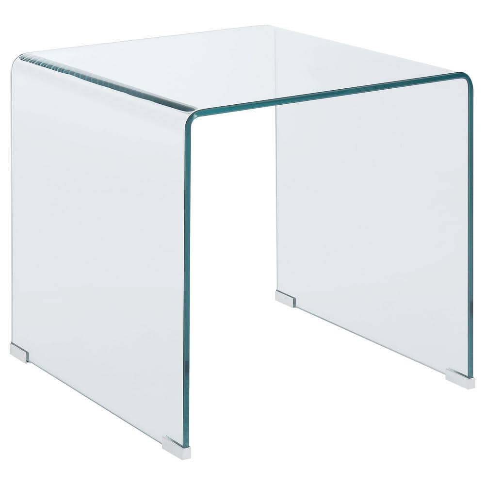 Clear Acrylic Square End Table with Curved Edges