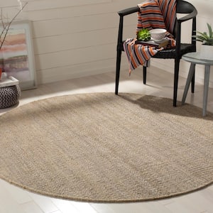 Natural Fiber Gray 4 ft. x 4 ft. Round Solid Area Rug