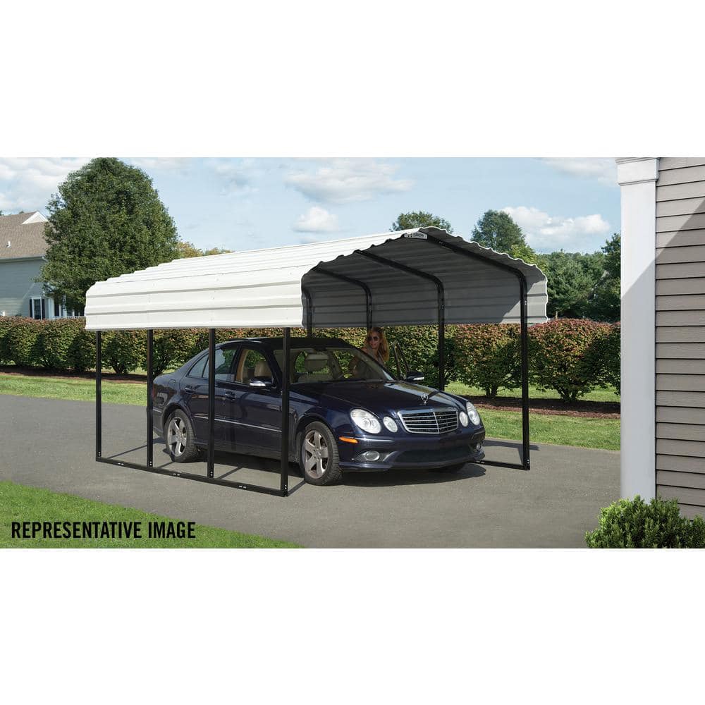 10' x 20' Black and Eggshell Galvanized Steel Carport