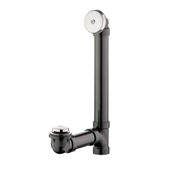 Everbilt Easy Touch 1-1/2 in. Schedule 40 Black ABS Pipe Bath Waste and Overflow Drain in Brushed Nickel
