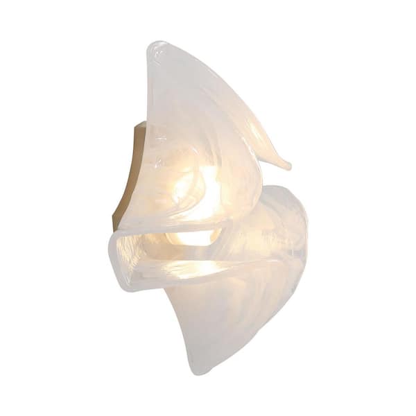 Golden Lighting - Glacier LED 1-Light Wall Sconce in Polished Nickel with Icy Glass Shade