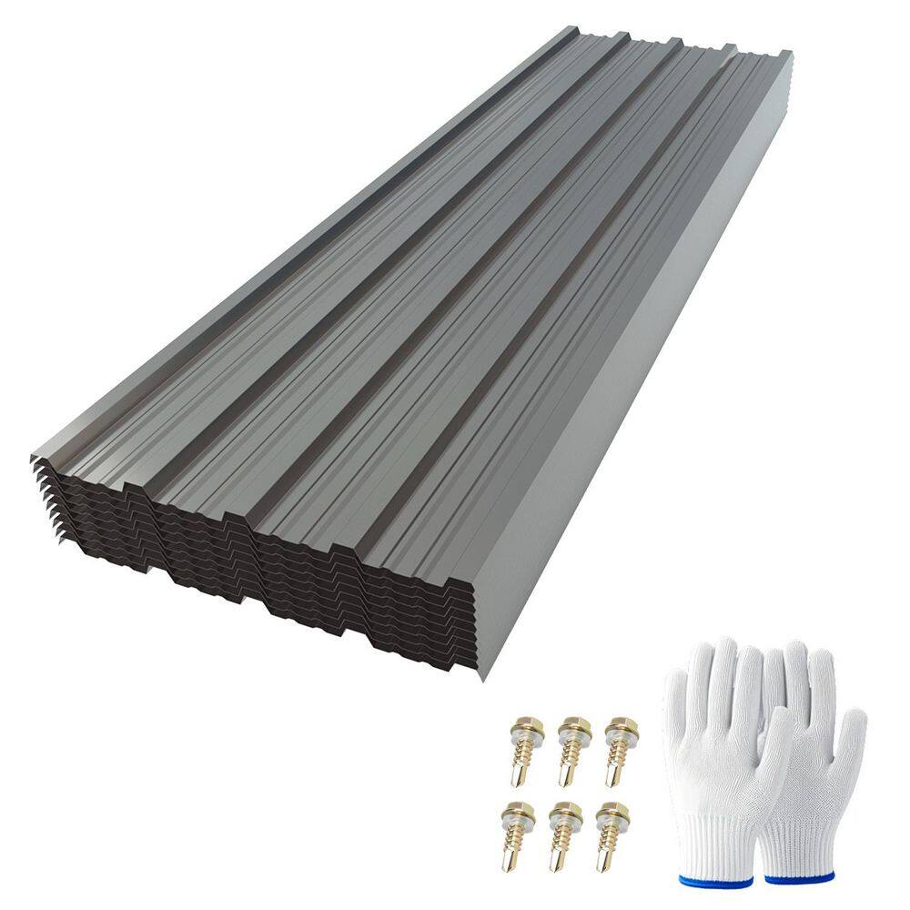 5 ft. x 1.5 ft. Corrugated 31-Gauge Galvanized Steel Roof Panels,Metal Siding Panels,Gazebo Top Cover in Gray (10 PCS) price history on PriceWatchPro