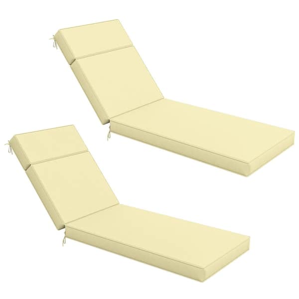 WNP 80 in. x 26 in. x 4 in. (2-Pack) Outdoor Water-Resistant Replacement Chaise Lounge Seat Cushion Light Yellow