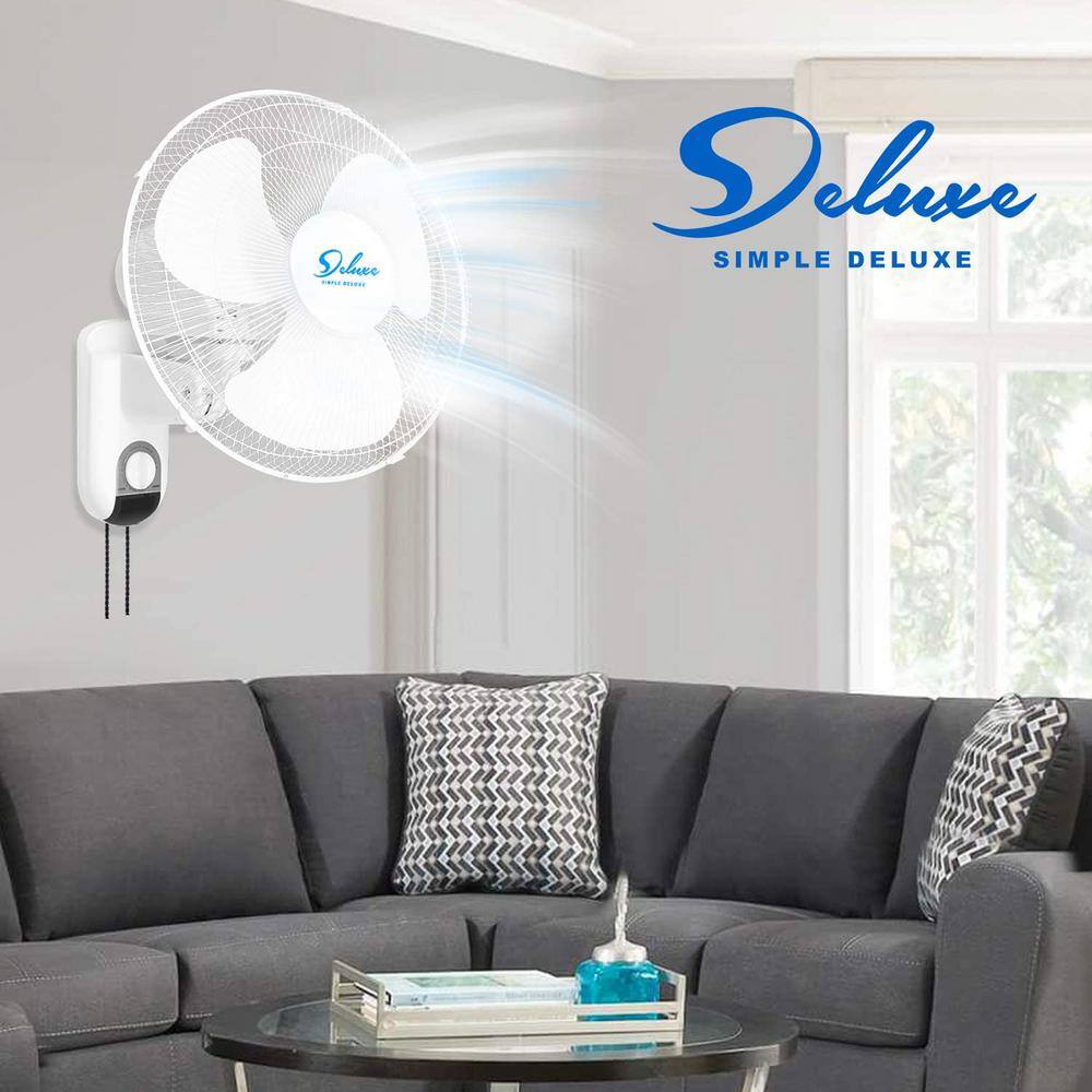 White 16-inch Metal Oscillating Wall Fan with Adjustable Tilt (2 Pack)