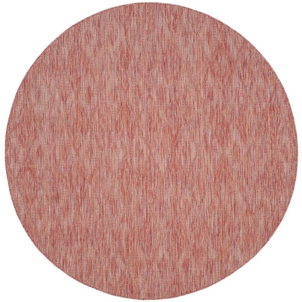 SAFAVIEH Courtyard Red 7 ft. x 7 ft. Round Solid Indoor/Outdoor Patio  Area Rug