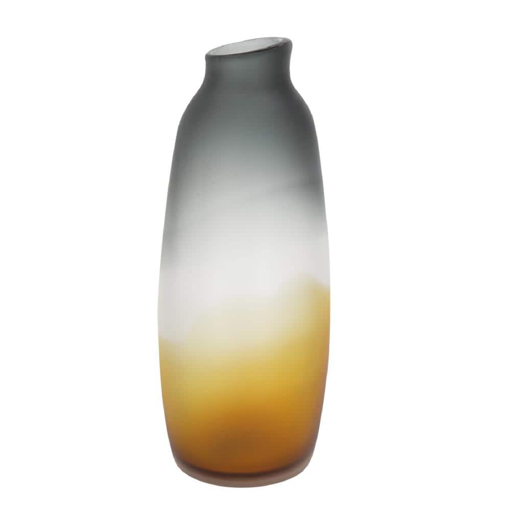 A&B Home Normand Hand-Made Glass Vase - 6.5"Dia. x 17"H - Orange/Black