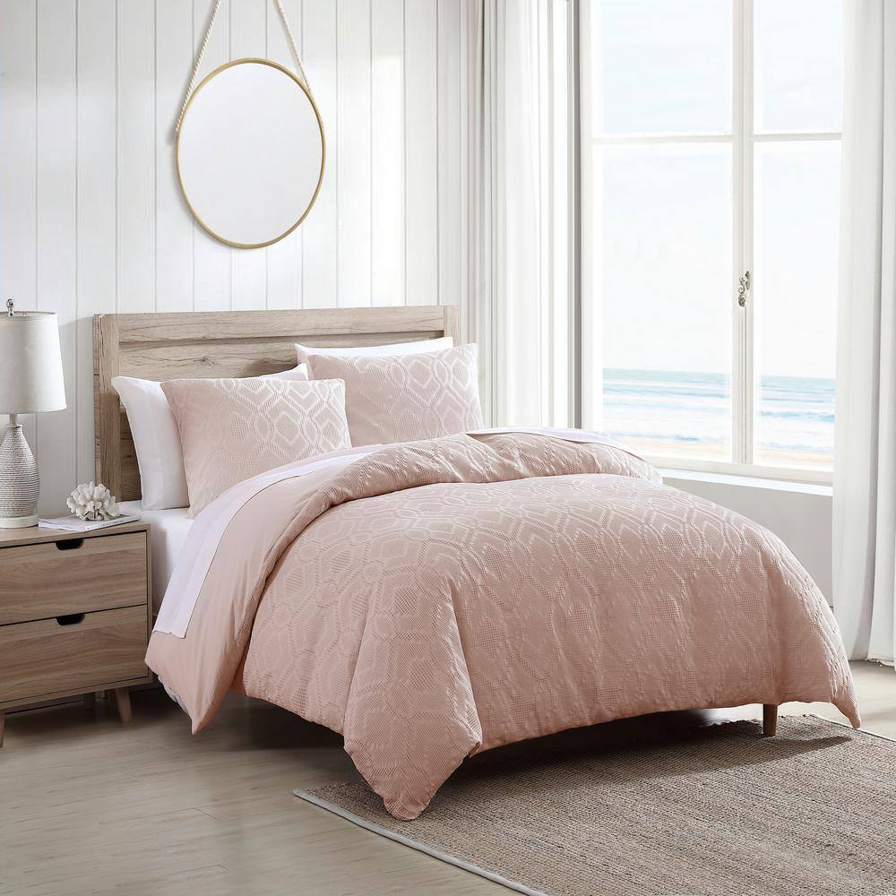 Serene Oasis Textured Waffle King Comforter Set in Vibrant Orange