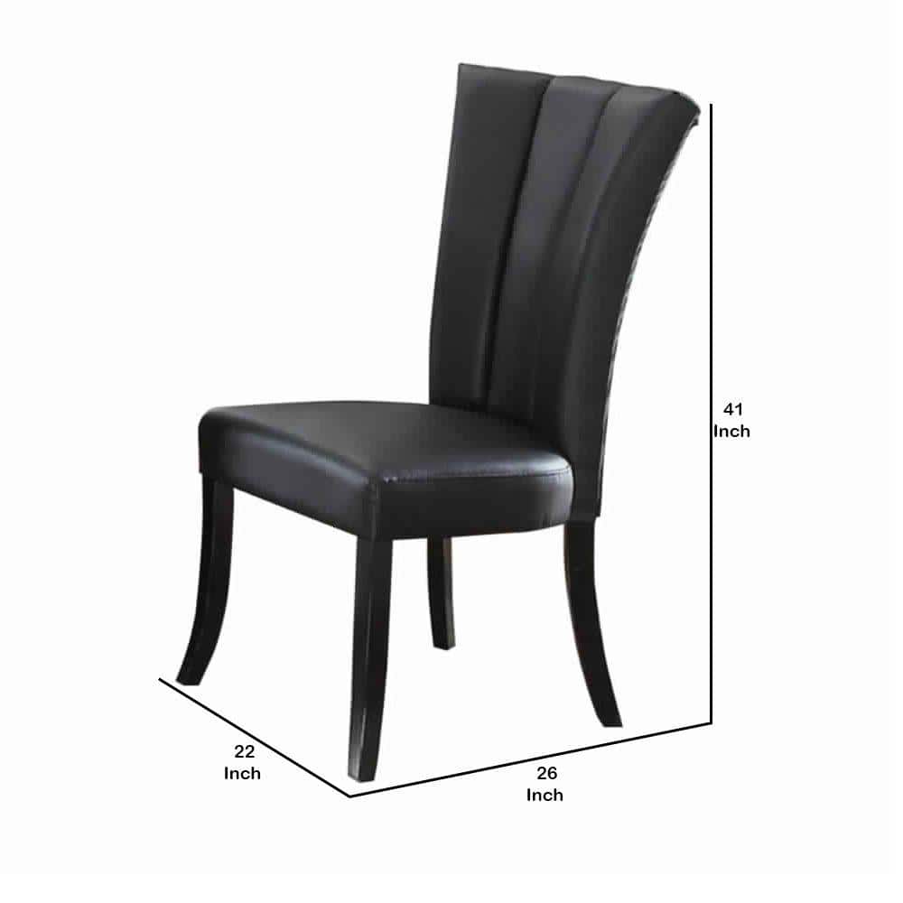 Modern Black Faux Leather Upholstered Side Chair with Wood Frame