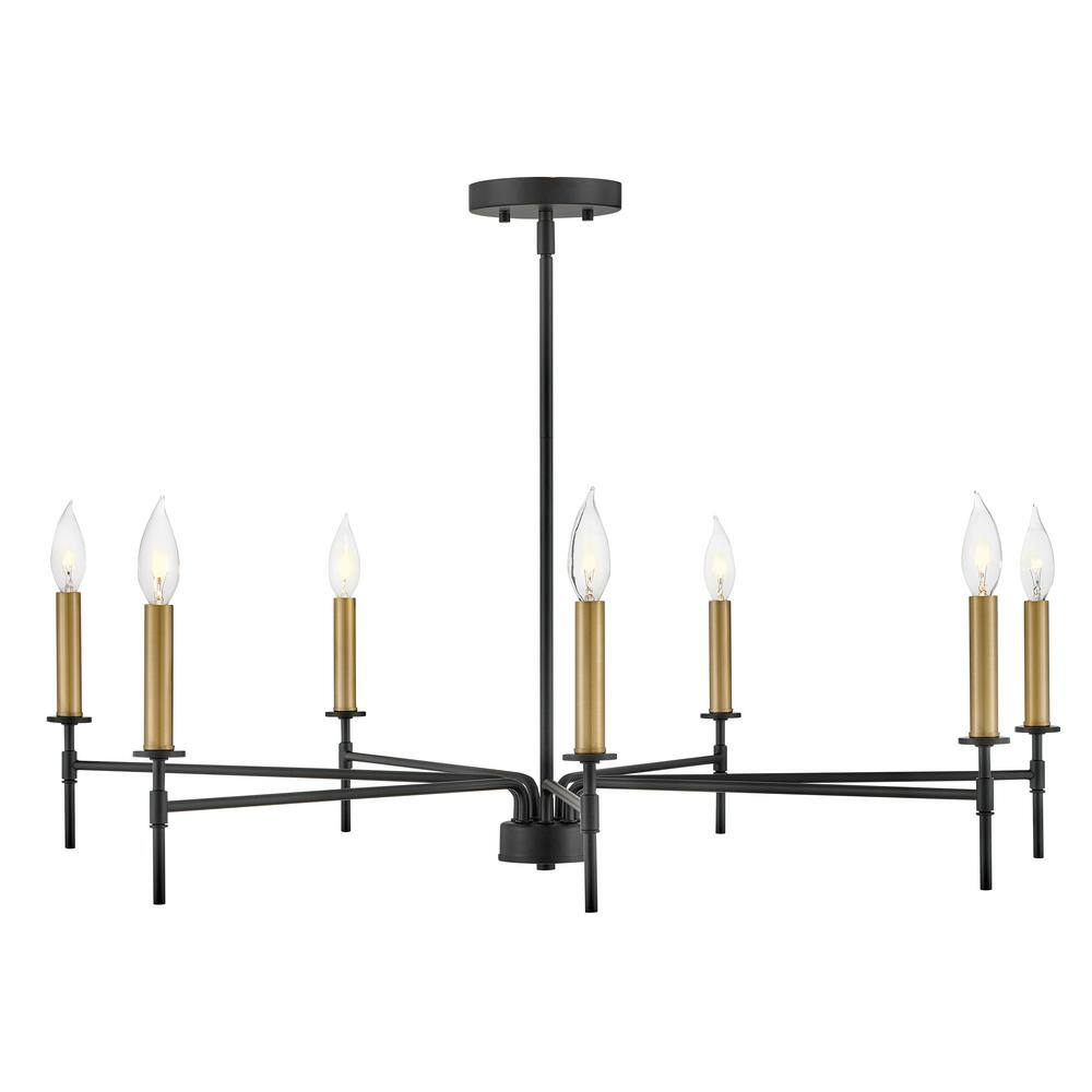 LARK Hux 7Light Black Candle Chandelier 83077BK The Home Depot