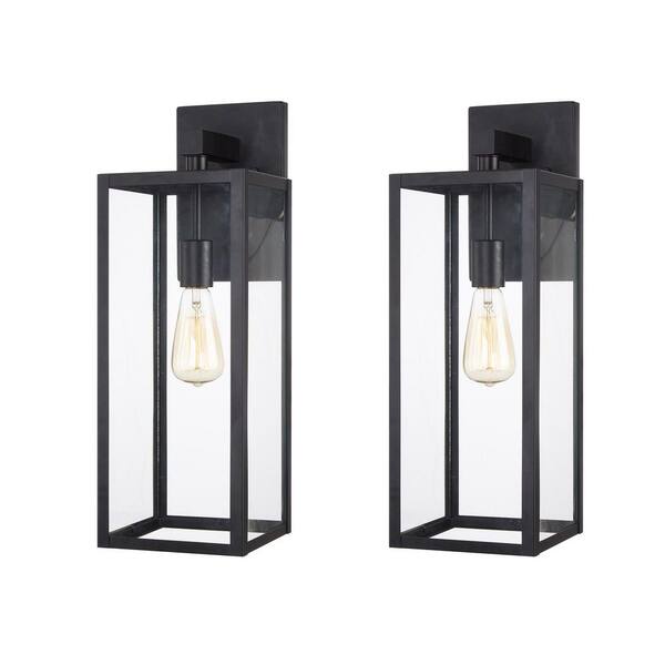 Hukoro Martin 21 in. H 1-Light Matte Black Hardwired Outdoor Wall Lantern Sconce(2-Pack)