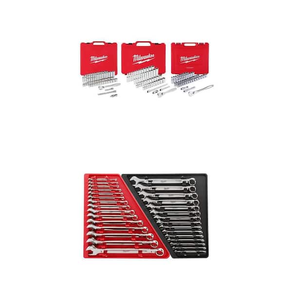 1/4 in., 3/8 in., 1/2 in. Drive Ratchet and Socket Mechanics Tool Set (153-Piece) with Wrench Set (30-Piece)