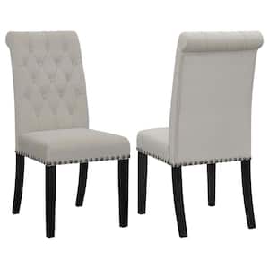 Sand and Rustic Espresso Tufted Side Chairs with Nailhead Trim (Set of 2)