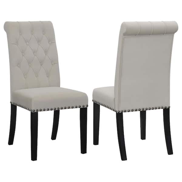Coaster Sand and Rustic Espresso Tufted Side Chairs with Nailhead Trim (Set of 2)
