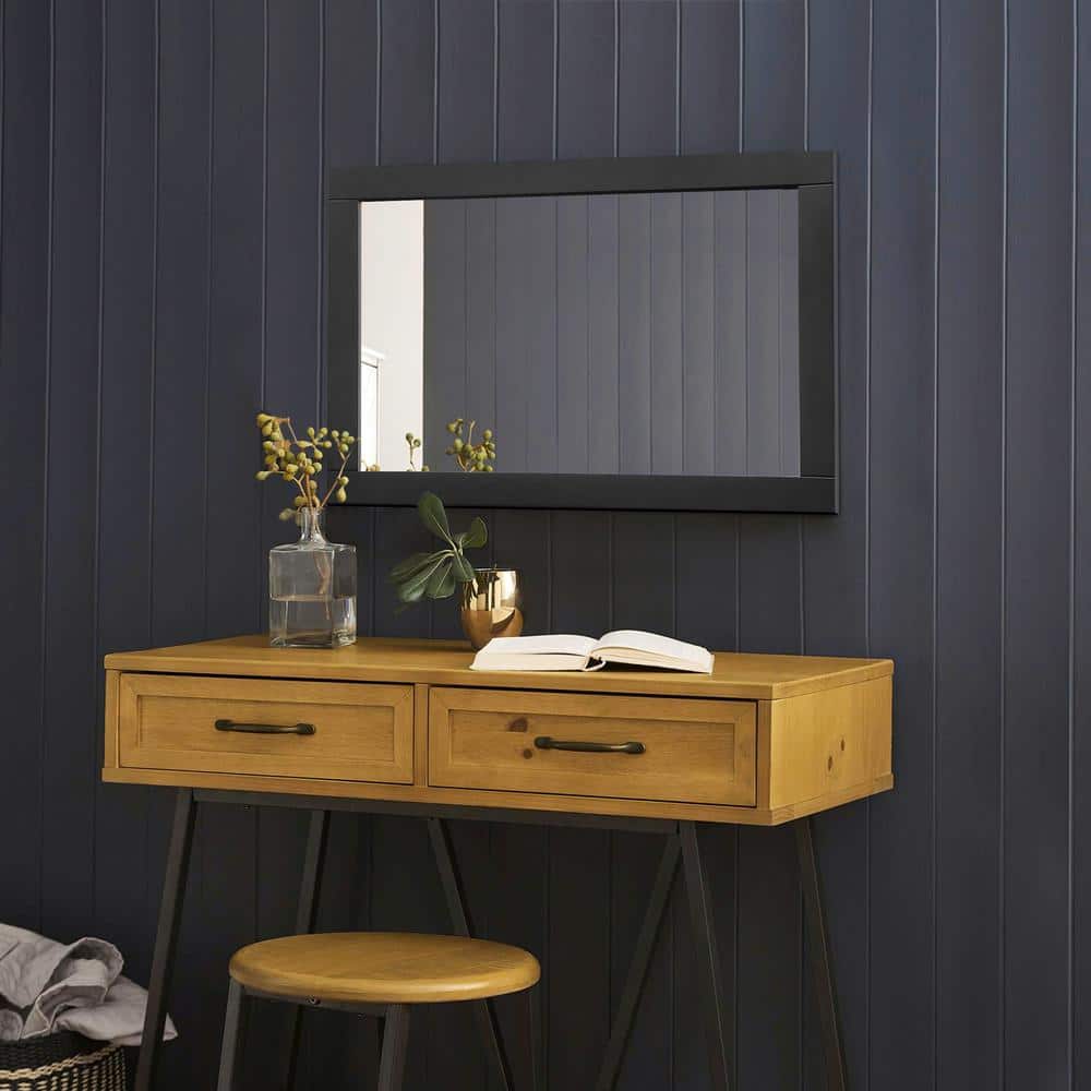 Shorewood Espresso Wood Framed Rectangular Wall Mirror 30x20