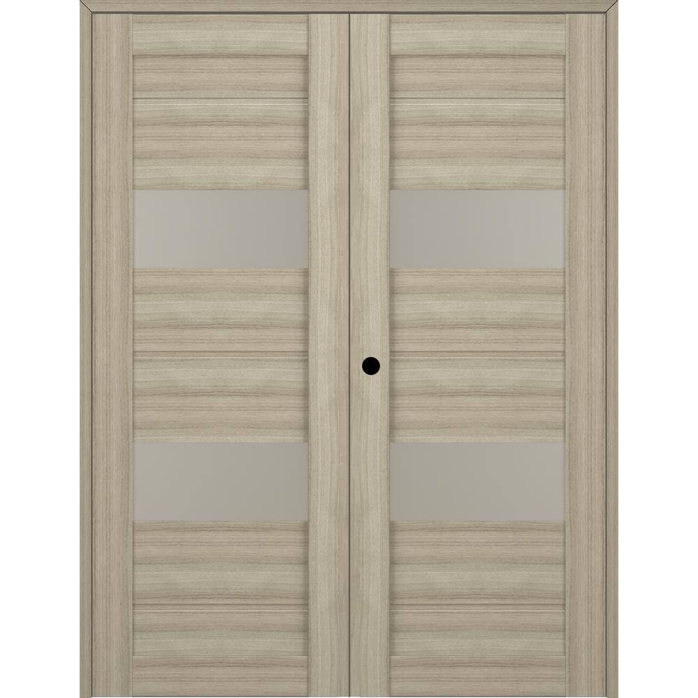 Vita 72 in. x 80 in. Right Hand Active 2-Lite Frosted Glass Shambor Wood Composite Double Prehung French Door price history on PriceWatchPro