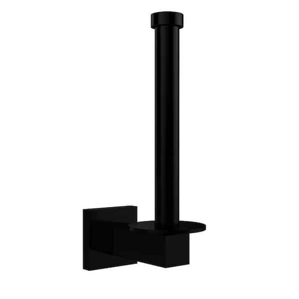 Allied Brass Montero Collection Upright Single Post Toilet Paper Holder and Reserve Roll Holder in Matte Black