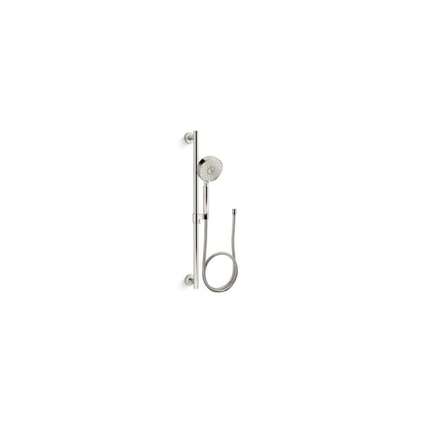 KOHLER Purist 3-Spray Patterns 1.75 GPM 5 in. Wall Mount Fixed Shower Head Handshower Kit in Vibrant Polished Nickel