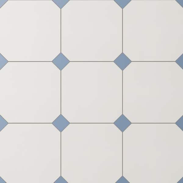 Vaudeville Octagon Nacar with Taco Azzuro 8 in. x 8 in. Porcelain Floor and Wall Tile (11.25 sq. ft. /Case)