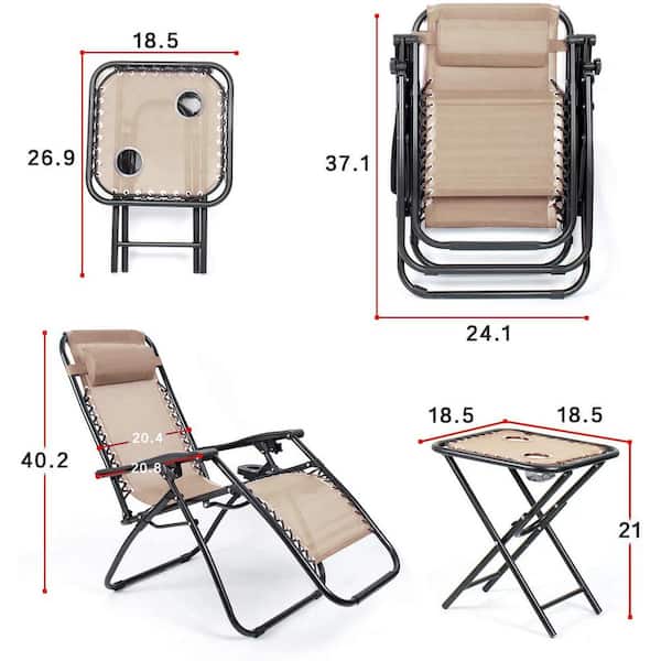 【ダークグレー】CRASH GATE MARCO LOUNGE CHAIR Foredawn Beige Zero Gravity Outdoor Lounge Chair Side Table