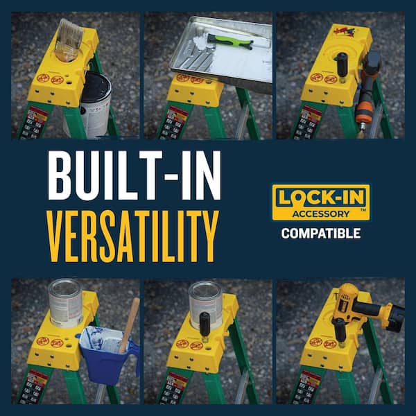 Werner - 8 ft. Fiberglass Step Ladder (12 ft. Reach Height) with 225 lb. Load Capacity Type II Duty Rating
