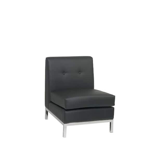 OSP Home Furnishings Wall Street Black Faux Leather Accent Chair