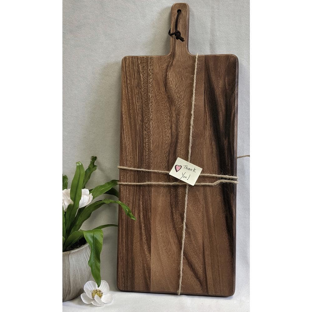 Acacia Dark Wood Paddle Serving Board with Handle