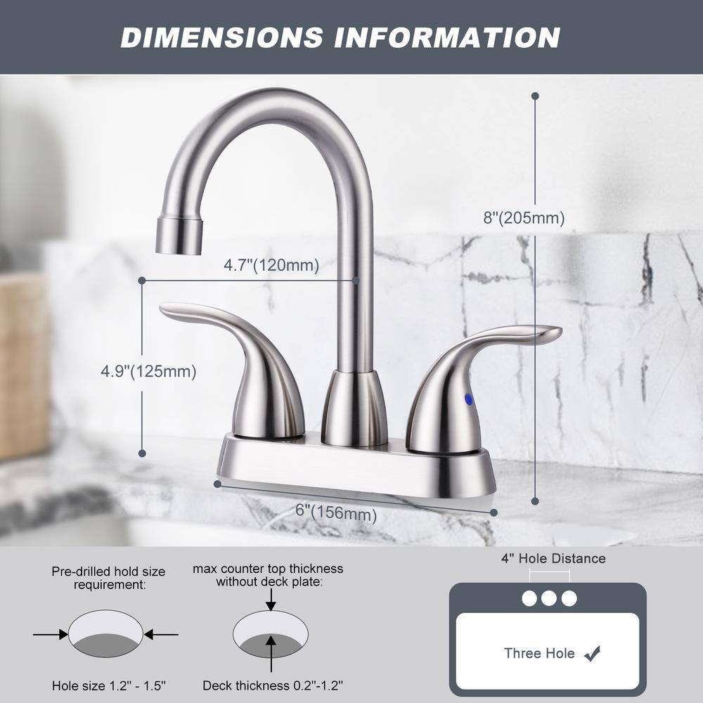 Brushed Nickel Double Handle High Arc Bathroom Faucet