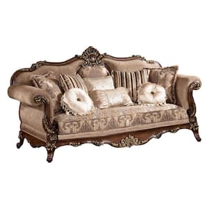 Oxford 94 in. Traditional Hazelnut Floral Chenille 3-Seater Sofa