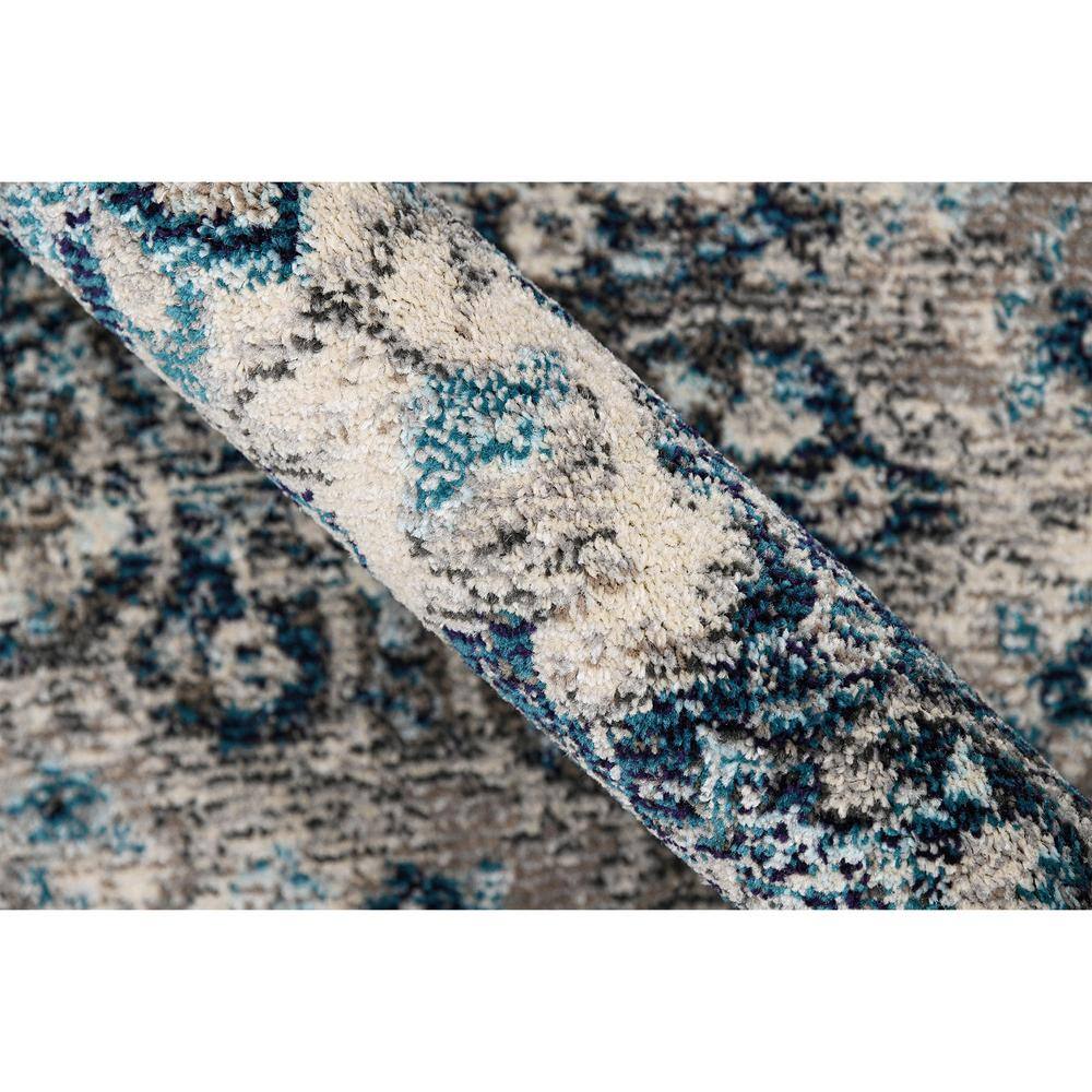 Rectangular Blue Stain-Resistant Synthetic Area Rug