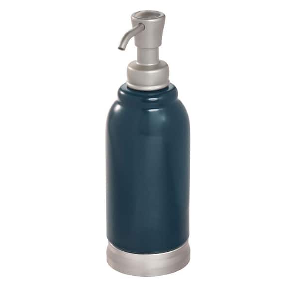 IDESIGN Bexley Ceramic Soap Pump in Matte Navy and Satin Silver