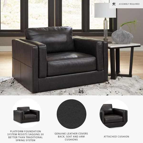 Signature DESIGN BY ASHLEY Amiata Black Leather Chair and a Half