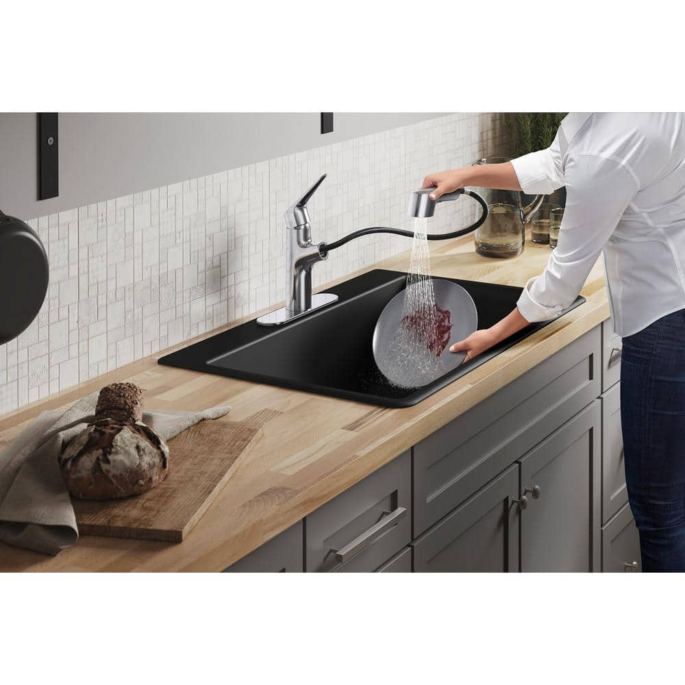 Polished Chrome Single-Handle Pull-Out Kitchen Faucet