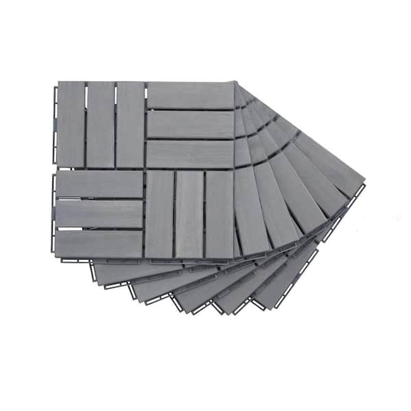 1 ft. x 1 ft. Quick Deck Solid Acacia Wood Interlocking Deck Tile in Gray Cube (10 sq. ft. per Box)