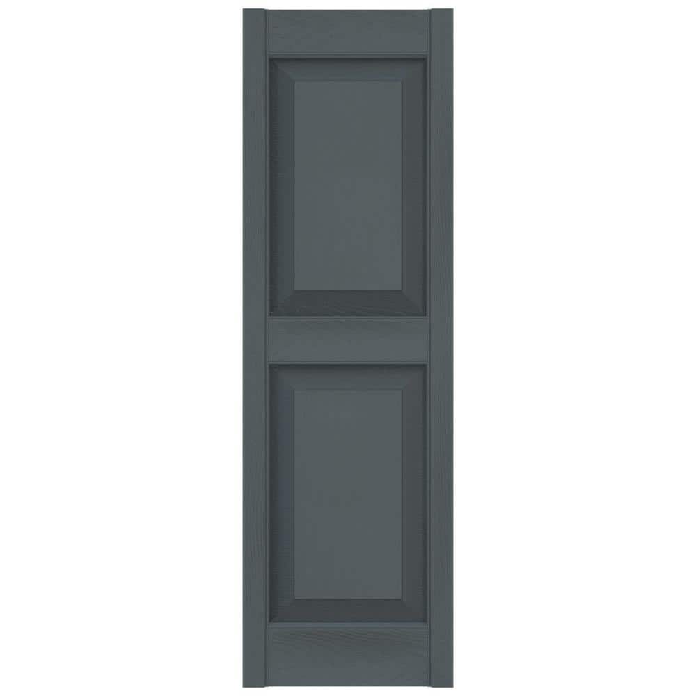 Storm Cloud Gray Raised Panel Vinyl Decorative Shutters, 12" x 35"