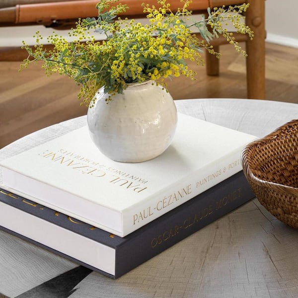Grey and Beige Green Linen Faux Decor Books for Decoration (Set of